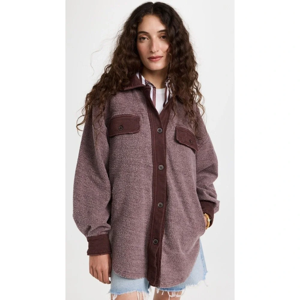 Free People Ruby Jacket Date Night‎ Shaket Burgandy Size Large NEW with tags